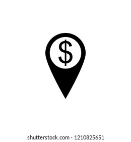 Pin with dollar sign icon. Element of business. Premium quality graphic design icon. Signs and symbols collection icon for websites, web design, mobile app on white background
