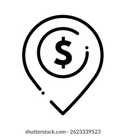 Pin con el símbolo del dólar – icono del Vector