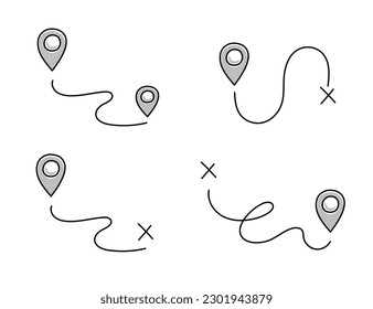 Icono de ubicación del doodle de anclaje. Diseñador de posición, pin de ubicación, pictograma de punto gps. Ilustración del vector