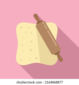 Pin Dough Icon Flat Vector. Bread Flour. Wheat Roller