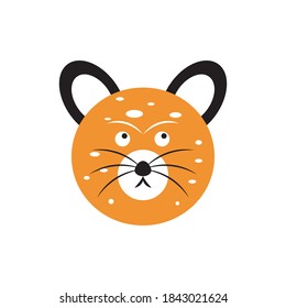 pin drawing of cute animal face cartoon color illustration design vector