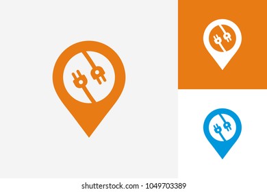 Pin Electric Logo Template Design Vector, Emblem, Design Concept, Creative Symbol, Icon