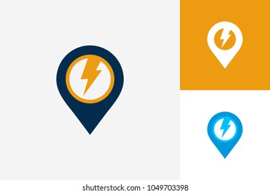 Pin Electric Logo Template Design Vector, Emblem, Design Concept, Creative Symbol, Icon