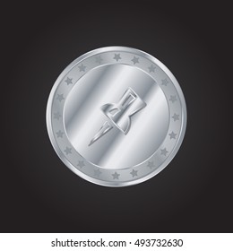 Pin embossed realistic silver / platinum coin precious Icon / Logo Design