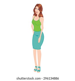 pin up fashion vector girl in skirt