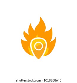 Pin Fire Logo Icon Design