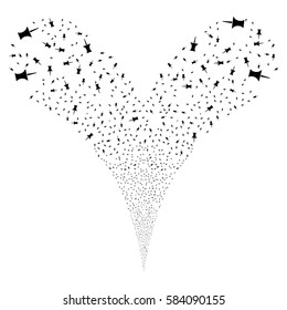 Pin fireworks stream. Vector illustration style is flat black iconic symbols on a white background. Object double fountain made from random icons.