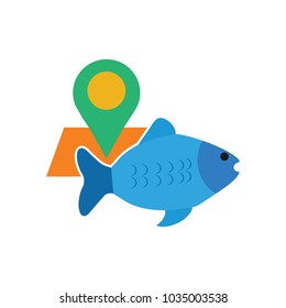 Pin Fish Logo Icon Design