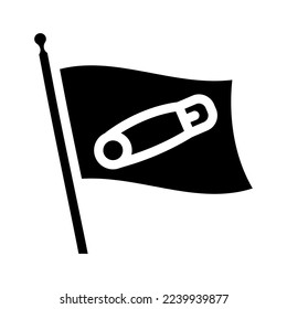 Pin-Flag-Glyphsymbol-Vektorgrafik. Pin-Flag-Zeichen. einzelne Symbolillustration