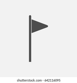 Pin flag simple icon. Map pointer. Monochrome illustration.