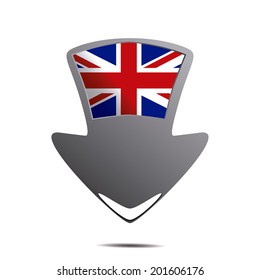 a pin with the flag of united kingdom and its respective colors