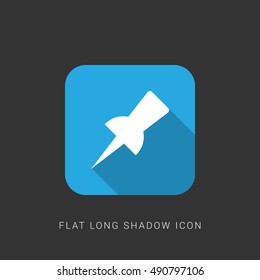 Pin Flat blue long shadow Icon / Logo Design