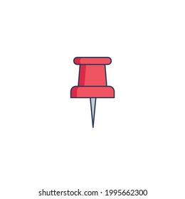 pin Flat Icon Isolated On White Background 