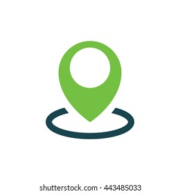 pin Flat icon and Logo design  green, blue color