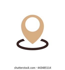 pin Flat icon and Logo design brown color