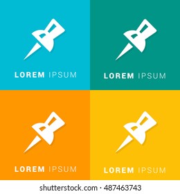 Pin Four Color Material Designed Icon / Logo