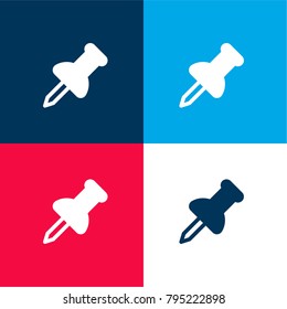 Pin four color material and minimal icon logo set in red and blue
