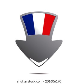 a pin with the french flag and its respective colors