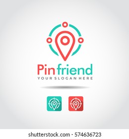 Pin Frieand. Apps Logo Template. Vector Illustrator Eps.10