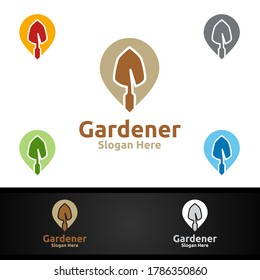 Pin Gardener Logo with Green Garden Environment or Botanical Agriculture