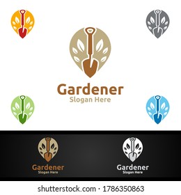 Pin Gardener Logo with Green Garden Environment or Botanical Agriculture