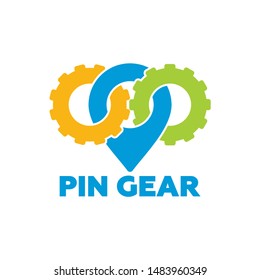 Pin Gear Logo Template Design Vector, Emblem, Design Concept, Creative Symbol, Icon