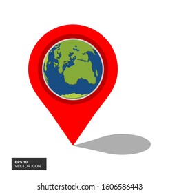 Pin geographical location icon. Simple isolated flat GPS. Vector illustration.
