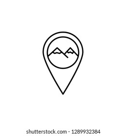 pin, geolocation, mountain outline icon. Element of winter sport illustration. Signs and symbols icon can be used for web, logo, mobile app, UI, UX