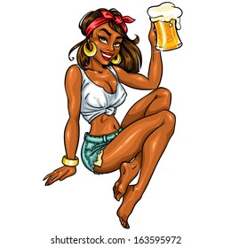 Pin Up Girl with beer mug. 