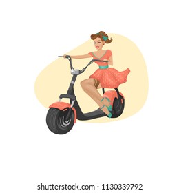 Pin up girl on gyroscope