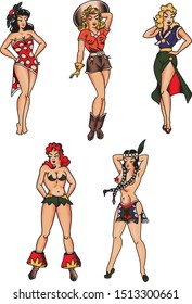 Pin Up Girls Retro Sailor Tattoo Style Number Two