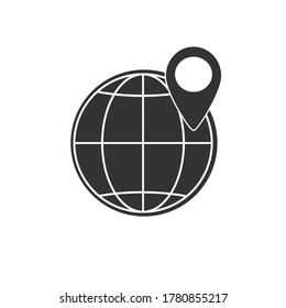 pin globe icon on white isolate, vector
