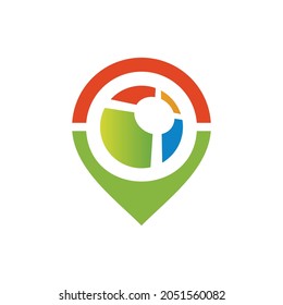 pin golf location logo icon flat vector concept graphic design