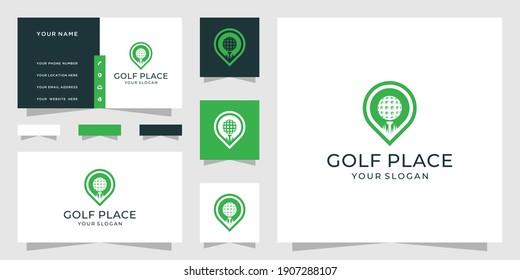 Pin Golf Logo And Business Card Template