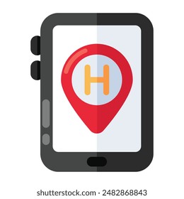 Pin with h letter denoting concept of mobile hotel location icon