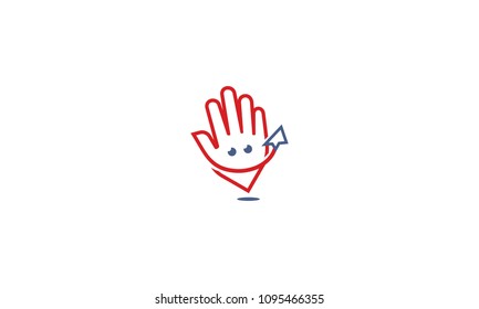 pin hand and travel logo vector