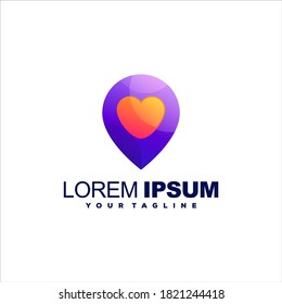 pin heart gradient logo design