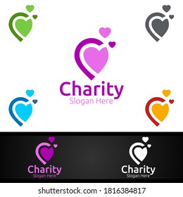 Pin Helping Hand Charity Foundation Creative Logo for Voluntary Church or Charity Donation