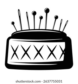 Pin Holder Pincushion vintage classic retro silhouette icon vector illustration design on white background