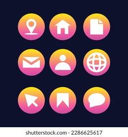 pin, home, file, mail, user, web, click, bookmark , and chat icon