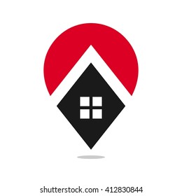 pin and home logo vector.