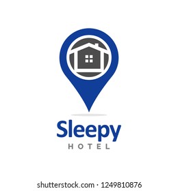 pin home logotype, hotel, adventure, icon and vector, logo for business