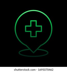 Pin hospital nolan icon. Simple thin line, outline vector of medical icons for ui and ux, website or mobile application