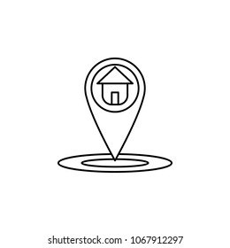 pin with house icon. Element of navigation illustration. Premium quality graphic design icon. Signs and symbols collection icon for websites, web design, mobile app on white background