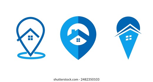 Pin house logo map mark viaje business house location icon Vector