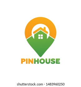 Pin House Logo Template Design Vector, Emblem, Design Concept, Creative Symbol, Icon