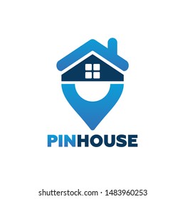 Pin House Logo Template Design Vector, Emblem, Design Concept, Creative Symbol, Icon