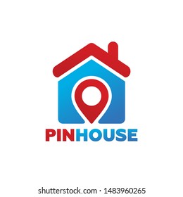 Pin House Logo Template Design Vector, Emblem, Design Concept, Creative Symbol, Icon