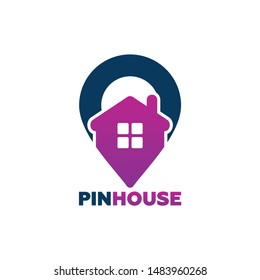 Pin House Logo Template Design Vector, Emblem, Design Concept, Creative Symbol, Icon