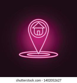 pin with house neon icon. Elements of Navigation set. Simple icon for websites, web design, mobile app, info graphics